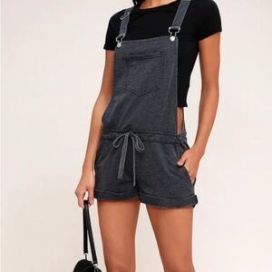 Z Supply Dark Gray Women's Cotton Shorts Overalls
